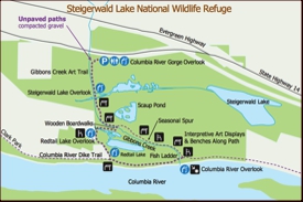 map of Steigerwald Lake National Wildlife Refuge